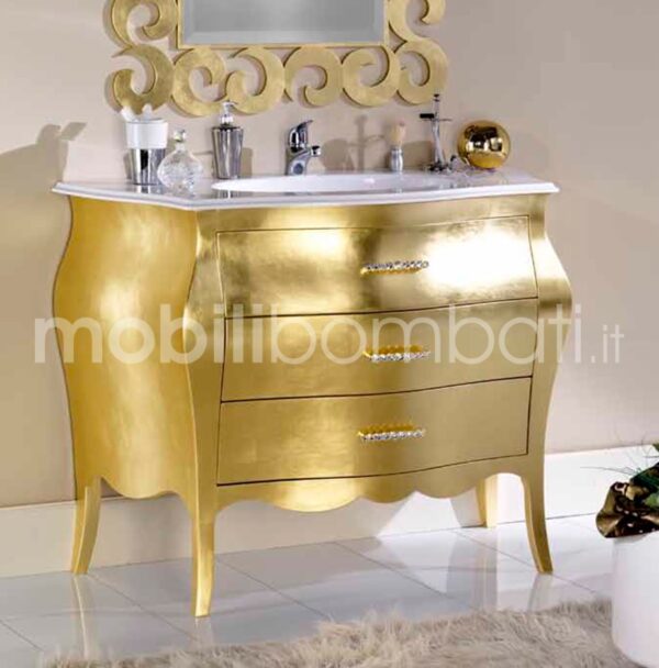 Gewölbter Waschtisch in Kreppoptik Gold/Silber